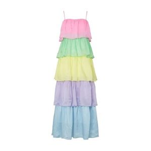 Olivia Rubin Womens Ruffled Rainbow Cici Maxi Dress